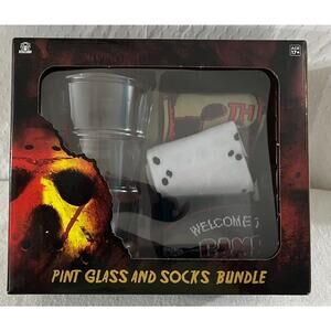 CULTUREFLY New Line Cinema FRIDAY THE 13TH Pint Glass (16 fl oz) & 3 Pack Socks